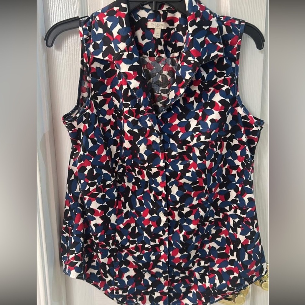 Talbots Cotton Spandex Button Up Top SZ 10